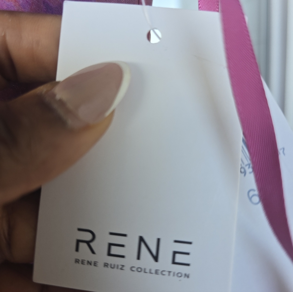 $349 Rene Ruiz Women V-Neck Organza A-Line Gown Sz 6 Wedding NWT - Picture 8 of 14